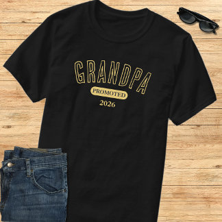 T-shirt Yellow & Black Promoted To Grandpa Est. Year 2026