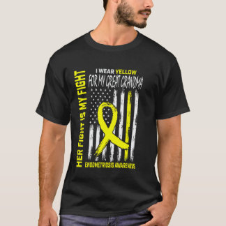 T-shirt Yellow Endometriosis Awareness Great Grandma Flag 