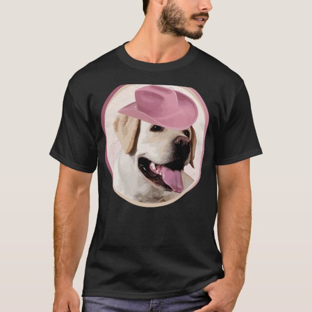 T-shirt Yellow Labrador Retriever En Casquette rose! parti (Devant)