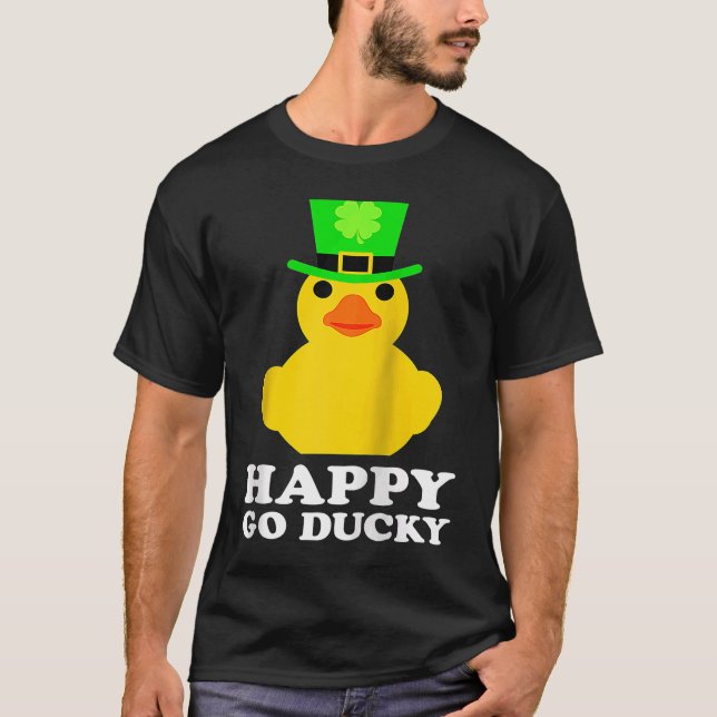 T-shirt Yellow Rubber Duck Leprechaun Hat St Patrick's Day (Devant)