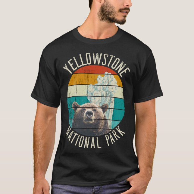T-shirt Yellowstone National Park Outfit Grizzly Bear Geys (Devant)