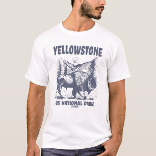 T-shirt Yellowstone US National Park 1872 Bison Mountain L