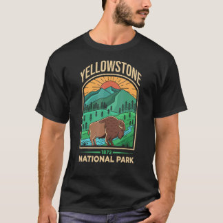 T-shirt Yellowstone Us National Park Bison Vintage 1