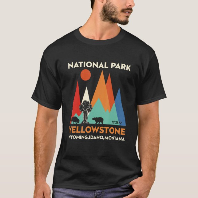 T-shirt Yellowstone Wyoming US National Park Famille Vacat (Devant)