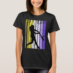 T-shirt Yellwo Purple Girls Baseball sans peur Anniversair