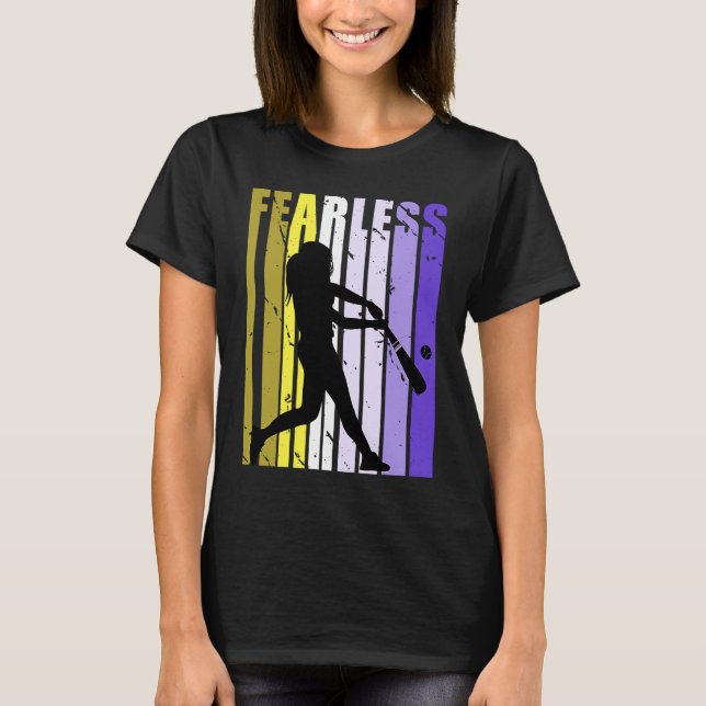 T-shirt Yellwo Purple Girls Baseball sans peur Anniversair (Devant)