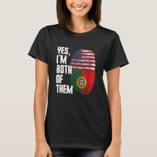 T-shirt Yes I'm Both Of Them Portugal American Flag Finger