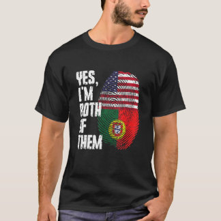 T-shirt Yes I'm Both Of Them Portugal American Flag Finger