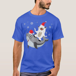 T-shirt Yeti Pour Fêter le requin Santa Hat Noël Pyjama Xm