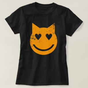 T-shirt Yeux en forme de coeur Grunge Chat Emoji