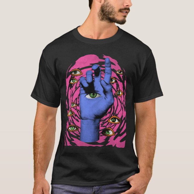 T-shirt Yeux Mains Bizarre Cute Fun Retro (Devant)