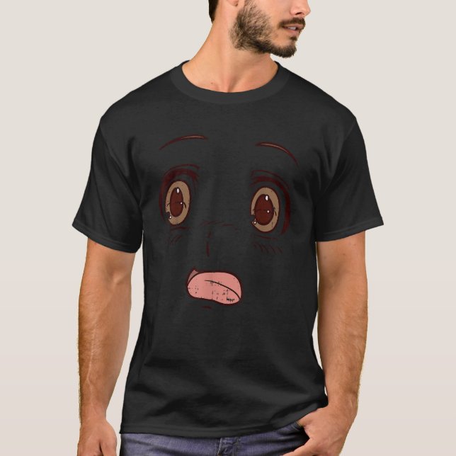 T-shirt Yeux visages d'Anime choqués mignonne Japonais Man (Devant)
