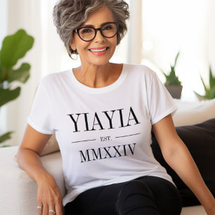 T-shirt Yiayia chiffres romains Année de création