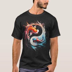T-shirt Yin Et Yang Japonais Koi Poisson Graphique Yinyang