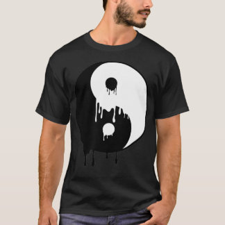 T-shirt Yin Et Yang Peinture Blanche Noir Fondre Pots Bros