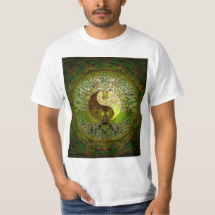 T-shirt Yin vert Yang avec l'arbre de la vie