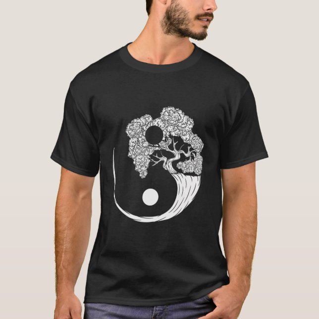 T-shirt Yin Yang Bonsai Tree Jardin japonais Zen Bouddhi Z (Devant)