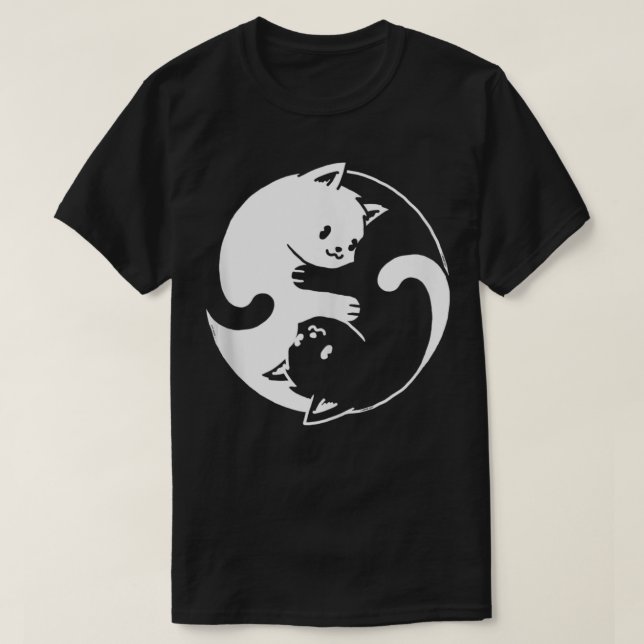 T-shirt Yin Yang Chat Chemise I Love Chats Don pour Amoure (Design devant)