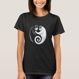 T-shirt Yin Yang Chat Drôle J'Aime Mes Chats Animaux de co
