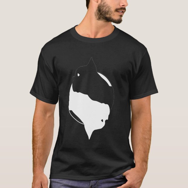T-shirt Yin Yang French Bulldog Funny Frenchie Symbole Med (Devant)