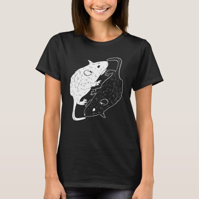 T-shirt Yin Yang Rat Rat Souris Graphique (Devant)