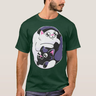 T-shirt Ying yang chatons mignon kawaii gothique amoureux