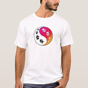 T-shirt Ying Yang Empreinte de patte Chat Dog