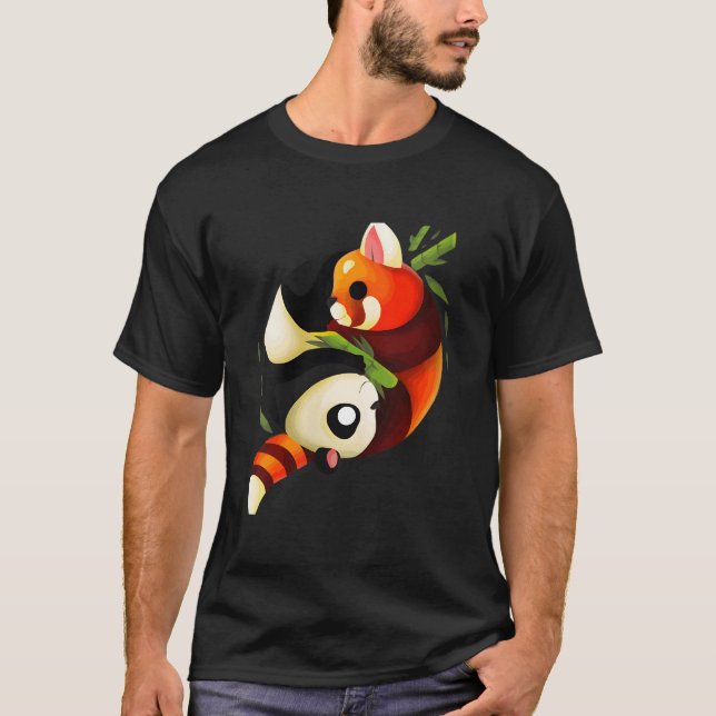 T-shirt Ying Yang Red Panda Yin Yang Panda Panda (Devant)