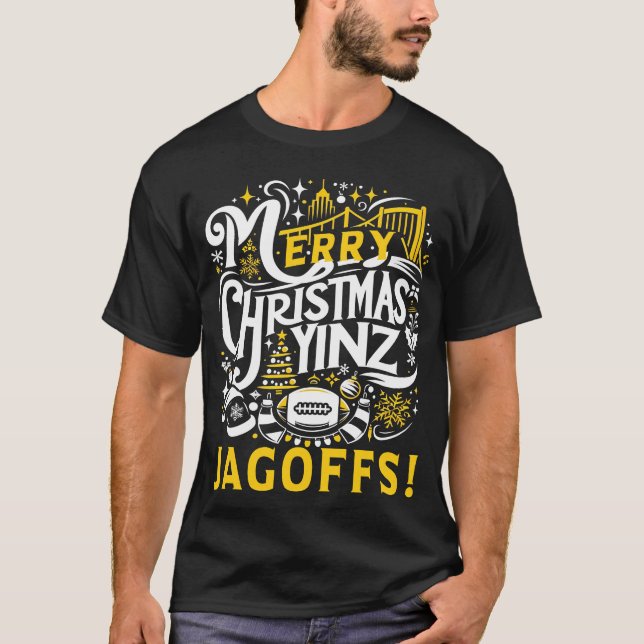 T-shirt Yinz Jagoff Noël Pittsburgh Cadeau (Devant)