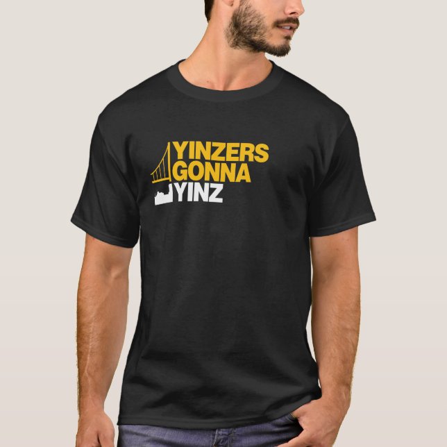 T-shirt Yinzers allant à Yinz sur le noir (Devant)