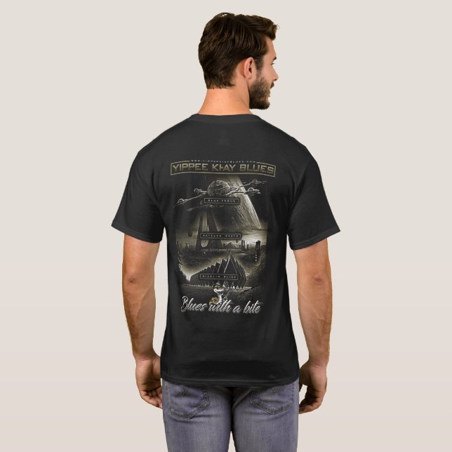 T-shirt Yippee Ki Ay Blues Logo futuriste (Dos entier)