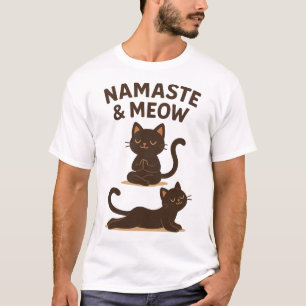 T-shirt Yoga Conception de chat - Namaste & Meow Tee