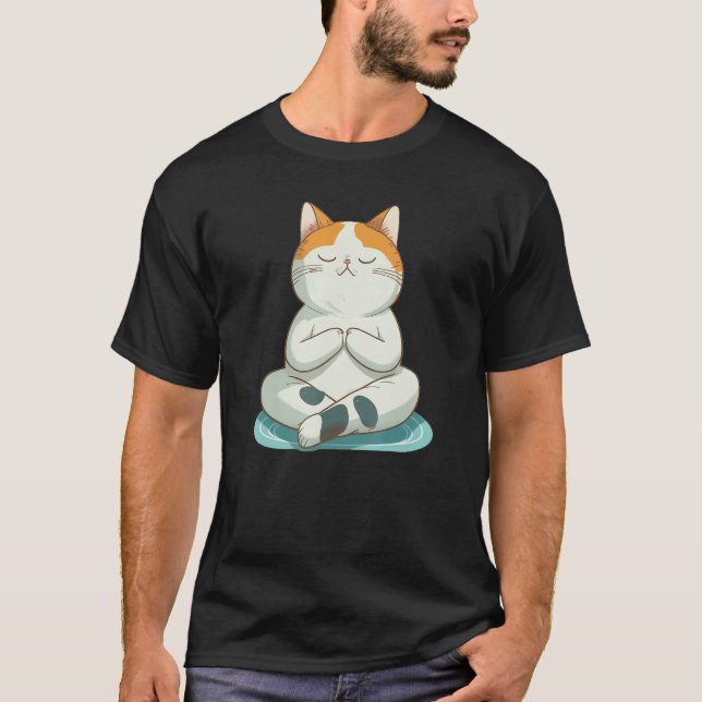 T-shirt Yoga Cute Kitty Cat (Devant)