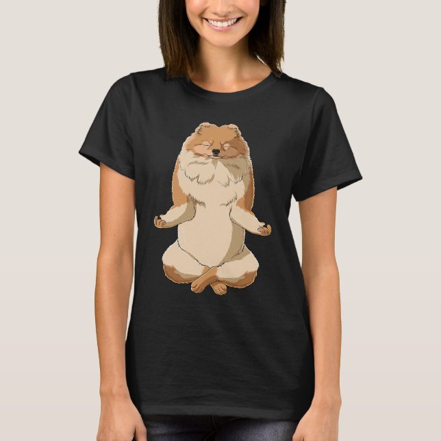 T-shirt Yoga Dog Pomeranian (Devant)