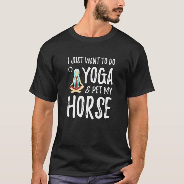 T-shirt Yoga Et Cheval Chien Pour Cheval Idée Maman (Devant)