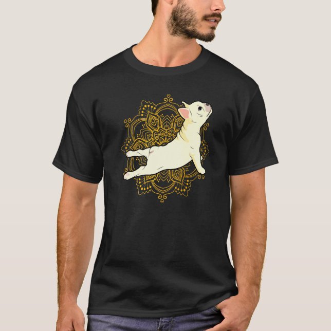 T-shirt Yoga Frenchie Bulldog Bhujangasana Mandala (Devant)