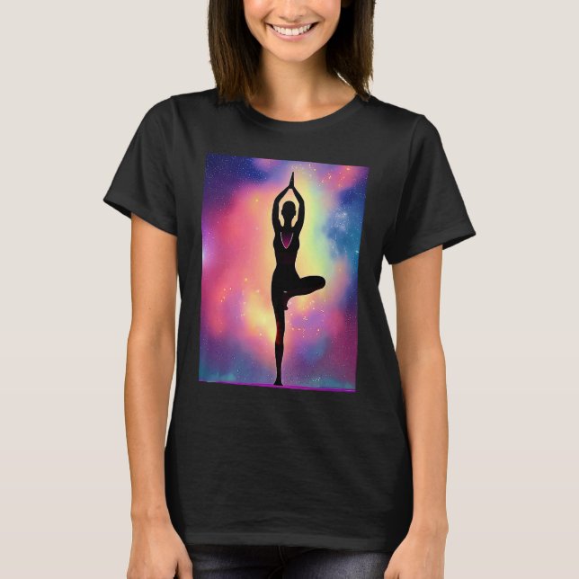 T-shirt Yoga Girl Female Sun Salutation Meditation Chakra  (Devant)