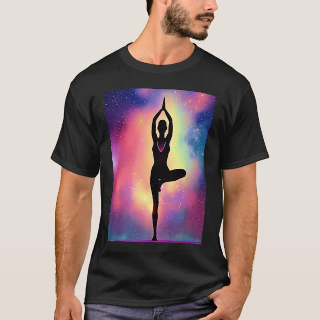 T-shirt Yoga Girl Female Sun Salutation Meditation Chakra  (Devant)