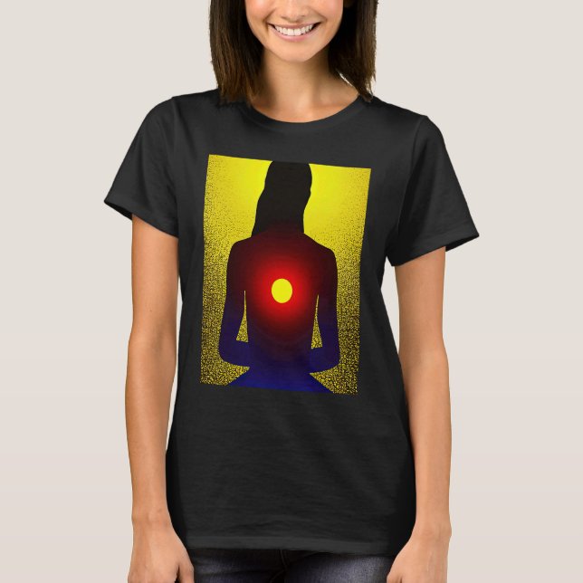 T-shirt Yoga Girl Femme Sun Salutation Méditation Chakra (Devant)