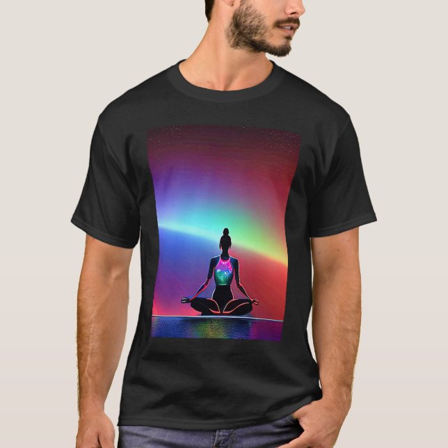 T-shirt Yoga Girl Femme Sun Salutation Méditation Chakra (Devant)