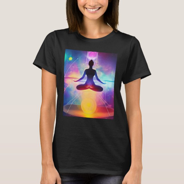 T-shirt Yoga Girl Femme Sun Salutation Méditation Chakra (Devant)