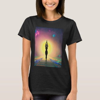 T-shirt Yoga Girl Femme Sun Salutation Méditation Chakra