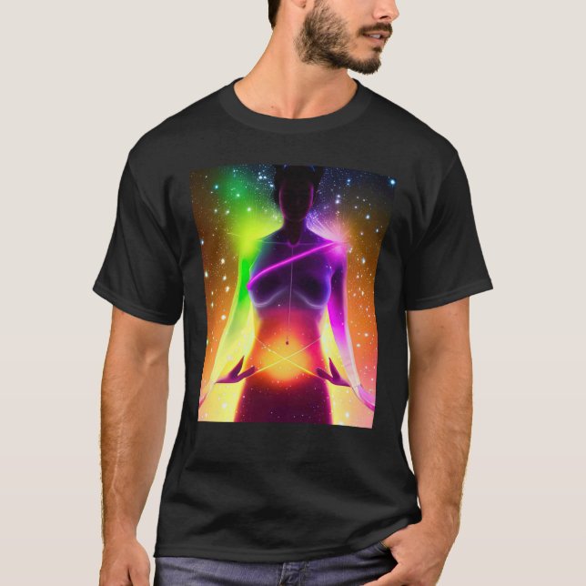T-shirt Yoga Girl Femme Sun Salutation Méditation Chakra (Devant)