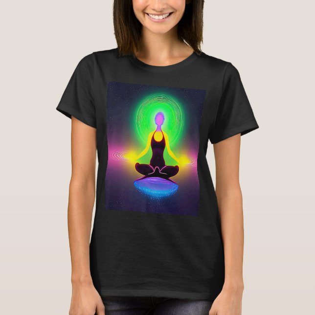 T-shirt Yoga Girl Femme Sun Salutation Méditation Chakra (Devant)
