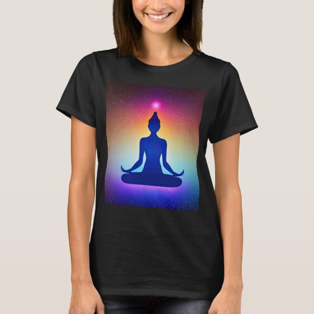 T-shirt Yoga Girl Femme Sun Salutation Méditation Chakra (Devant)
