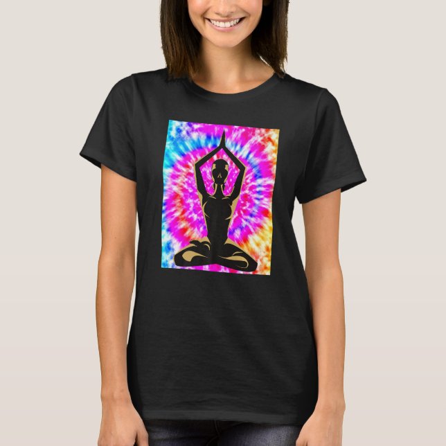 T-shirt Yoga Namaste Moon Tie Die Buddha Pose   (Devant)