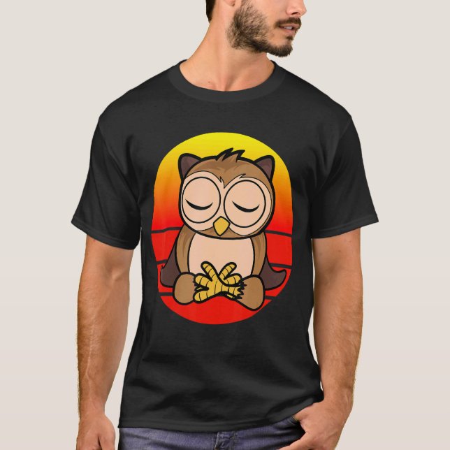 T-shirt Yoga Owl Méditation Yoga Pour Enfants Et Parents (Devant)