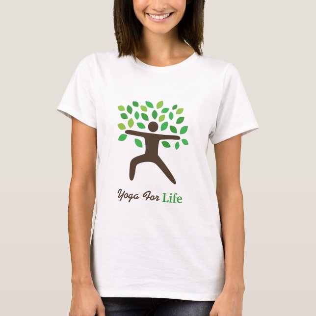 T-shirt Yoga pendant la vie, pose de guerrier, arbre (Devant)