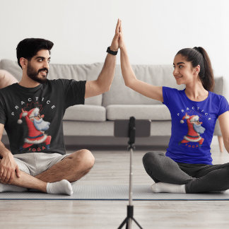 T-shirt Yoga Père Noël diffuser Festive Zen Vibes de Noël