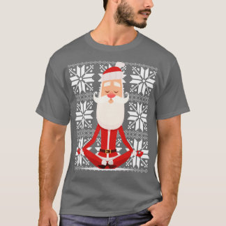 T-shirt Yoga Père Noël méditant le dessin laide du pull de